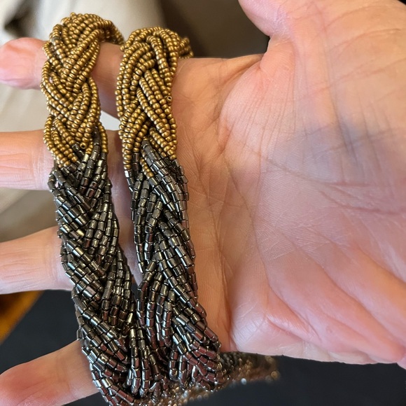 Vintage Loft 2-tone braided seeded bead necklace - Picture 5 of 9